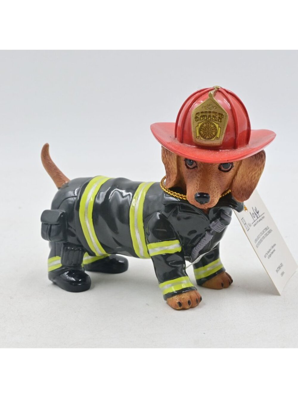 Hamilton Collection Fireman Dachshund Figurine Firefighter Dog Chief